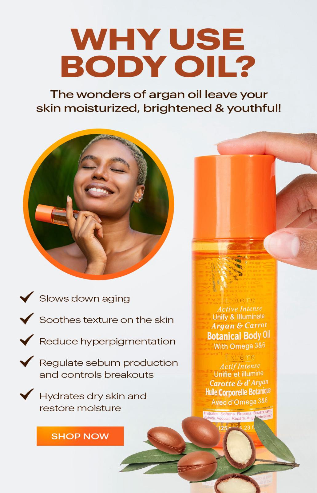 Makari Extreme Argan & Carrot Botanical Body Oil, 125Ml.
