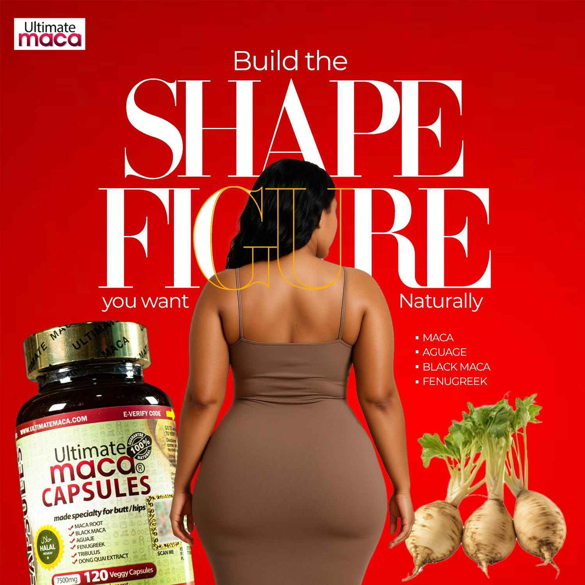 Ultimate Maca Plus Pills 7500mg - 120 Pills for Enhanced Curves