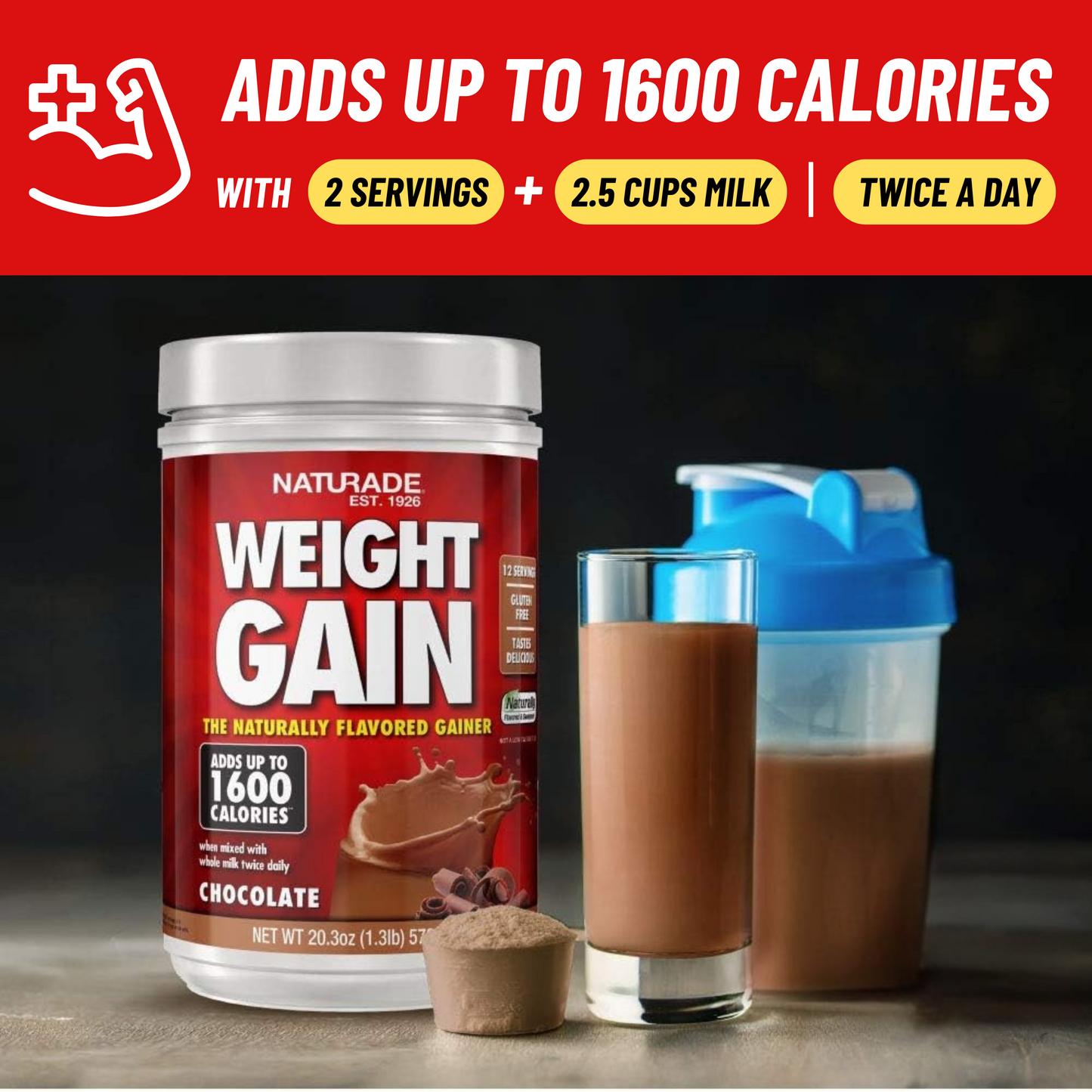 Naturade Weight Gain Powder- Chocolate, 576g