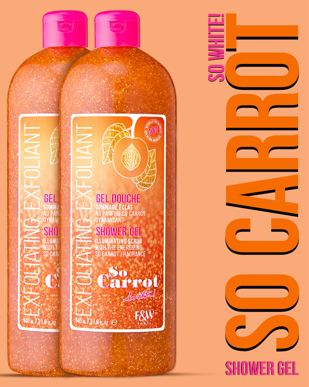 Fair & White So Carrot Exfoliating Shower Gel, 940Ml