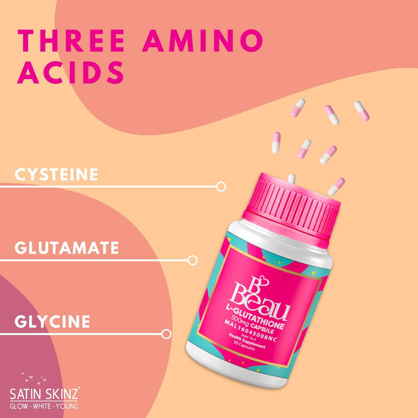 SatinSkinz B’Beau L-Glutathione, 30 Capsules (BBEAU)