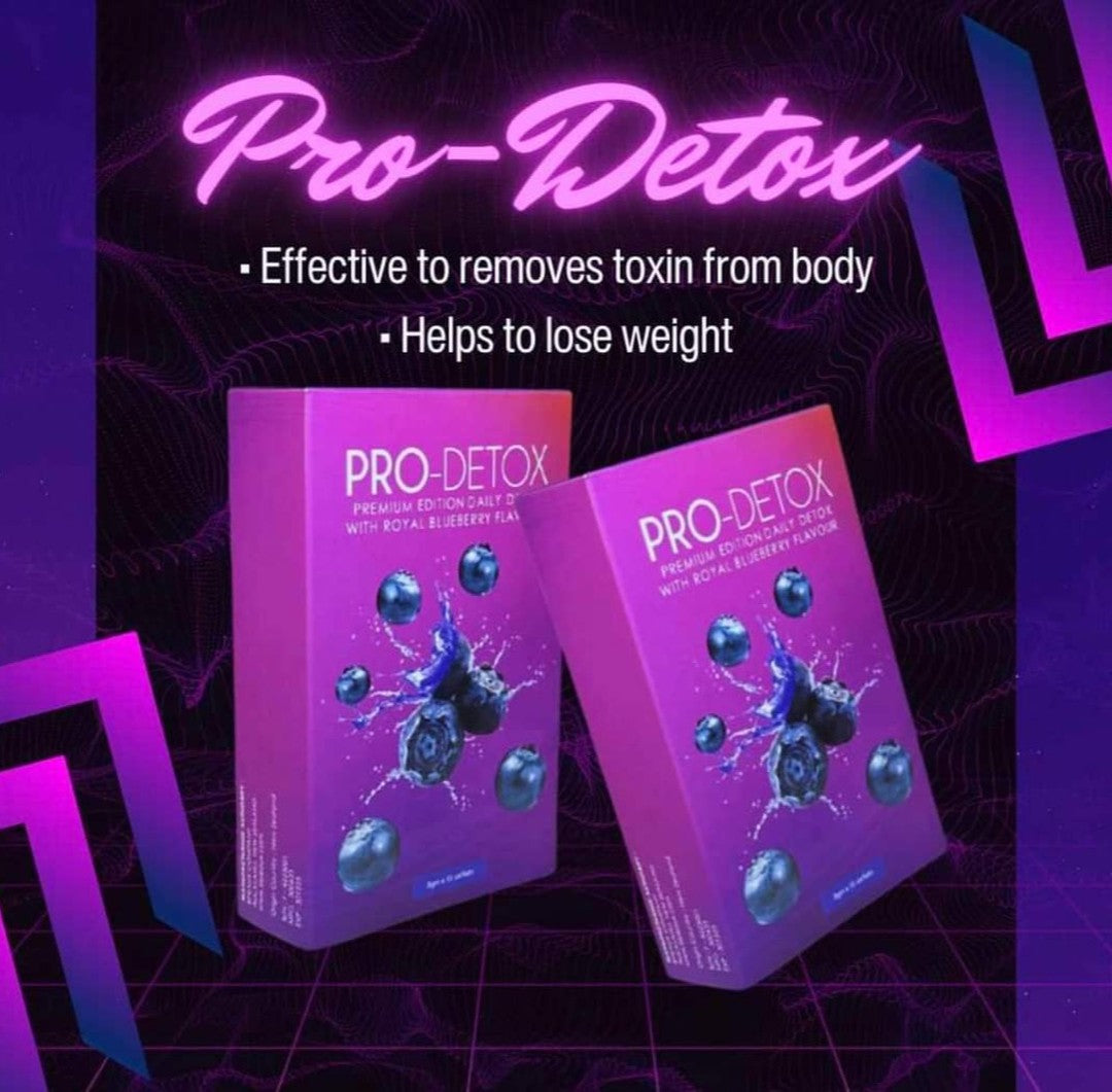 New Pro DETOX with royal blue berry flavor. Premium edition - 8gm x 15 sachet per box.