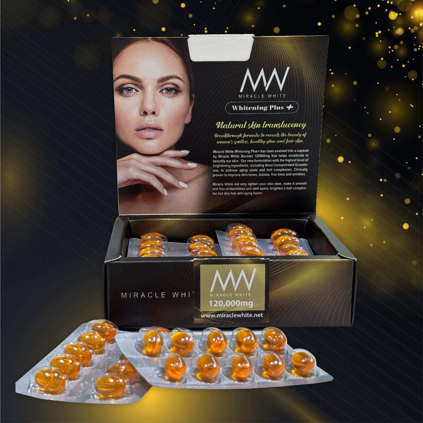 Miracle White Royal Gold Booster 120,000mg, 60 Capsules