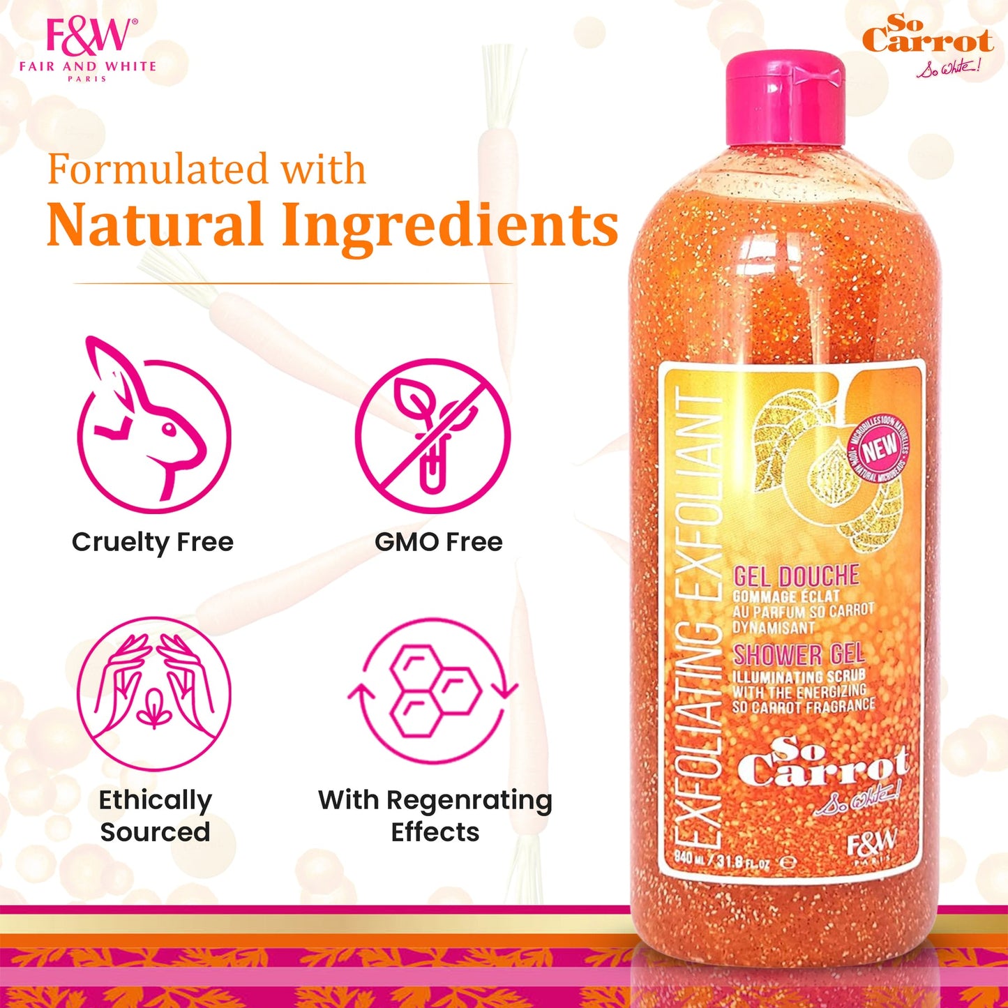 Fair & White So Carrot Exfoliating Shower Gel, 940Ml