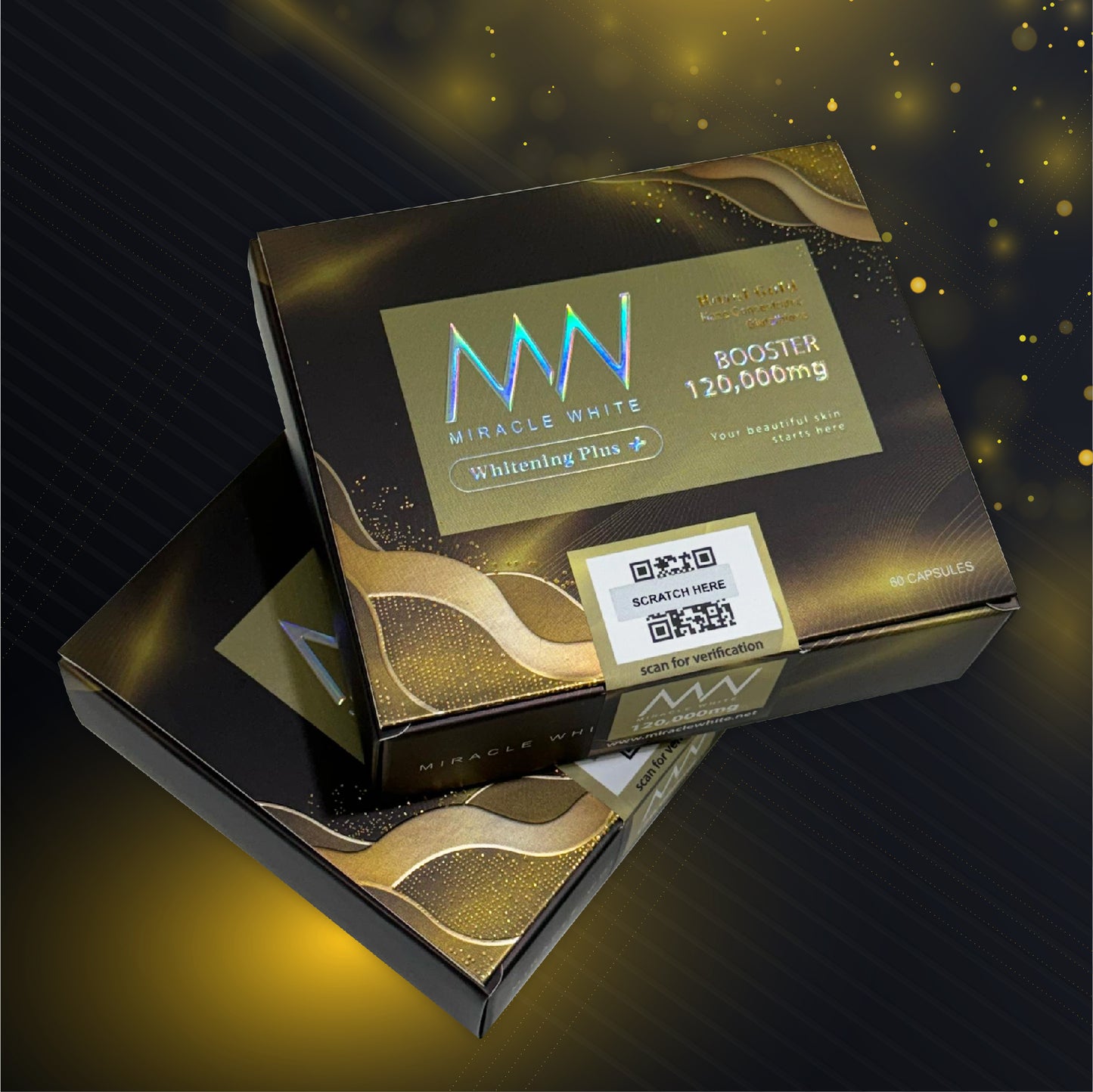 Miracle White Royal Gold Booster 120,000mg, 60 Capsules