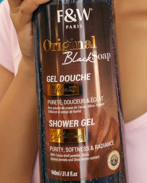 Fair & White Exfoliating Shower Gel Original Black Soap, 940Ml