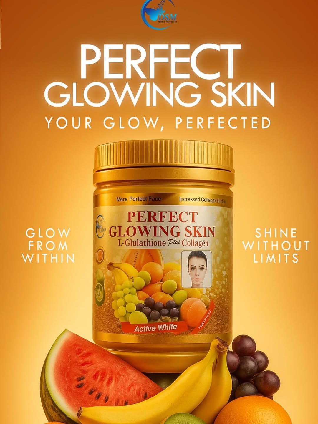 DSM Perfect Glowing Skin with L-Glutathione Plus and Collagen Active White Powder