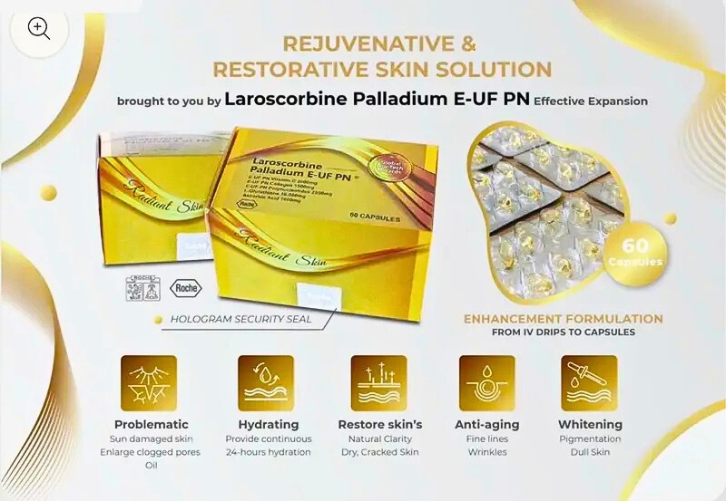 Laroscorbine Palladium Injection Pills – Ultimate Skin Whitening & Rejuvenation, 60 Gels