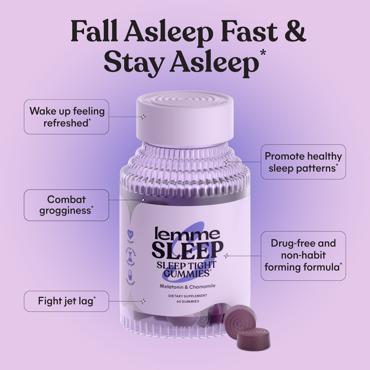 Lemme Sleep - Sleep Tight Gummies, 60 Gummies