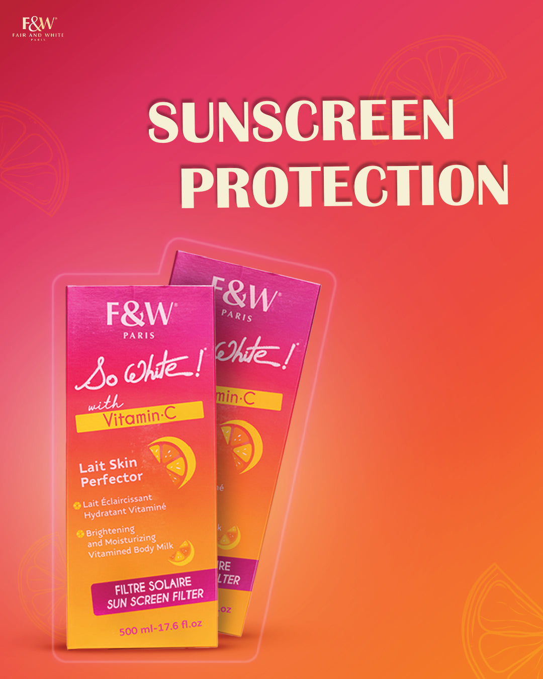 Fair & White So White Vitamin C Body Lotion with Sunscreen-Lait Skin Perfector, 500Ml