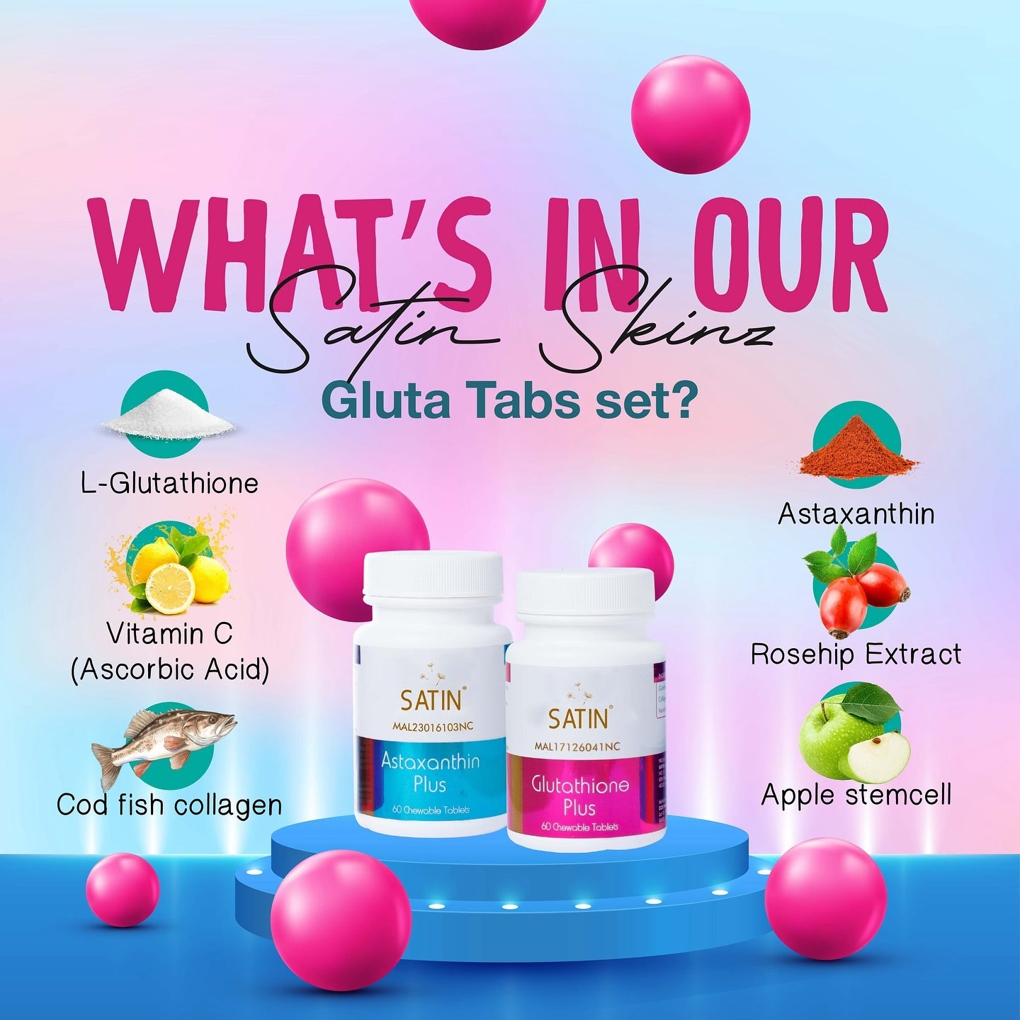 SatinSkinz Glutathione Plus and Astaxanthin Plus