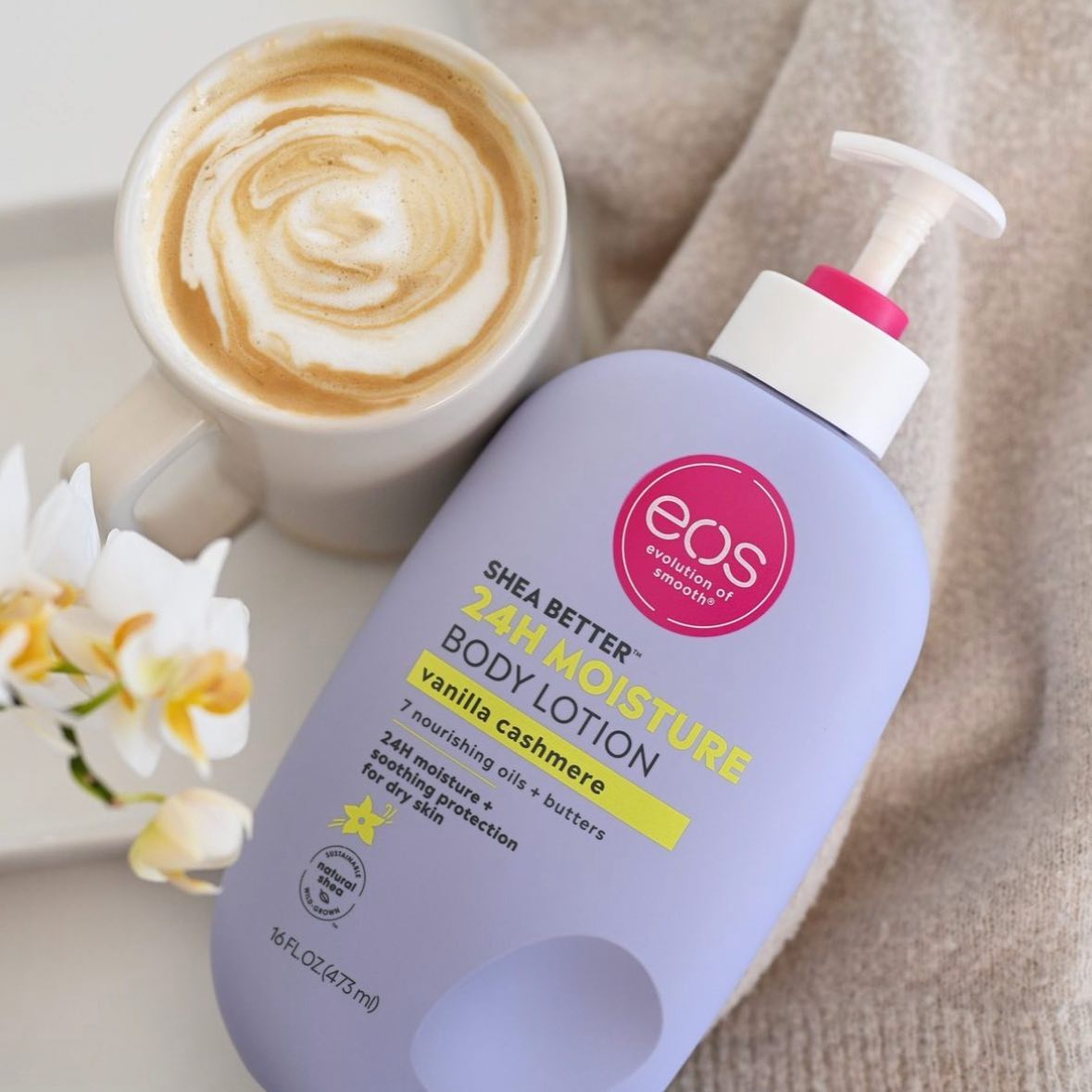 EOS Shea Better 24Hrs Moisture - Vanilla Cashmere Body Lotion, 473Ml