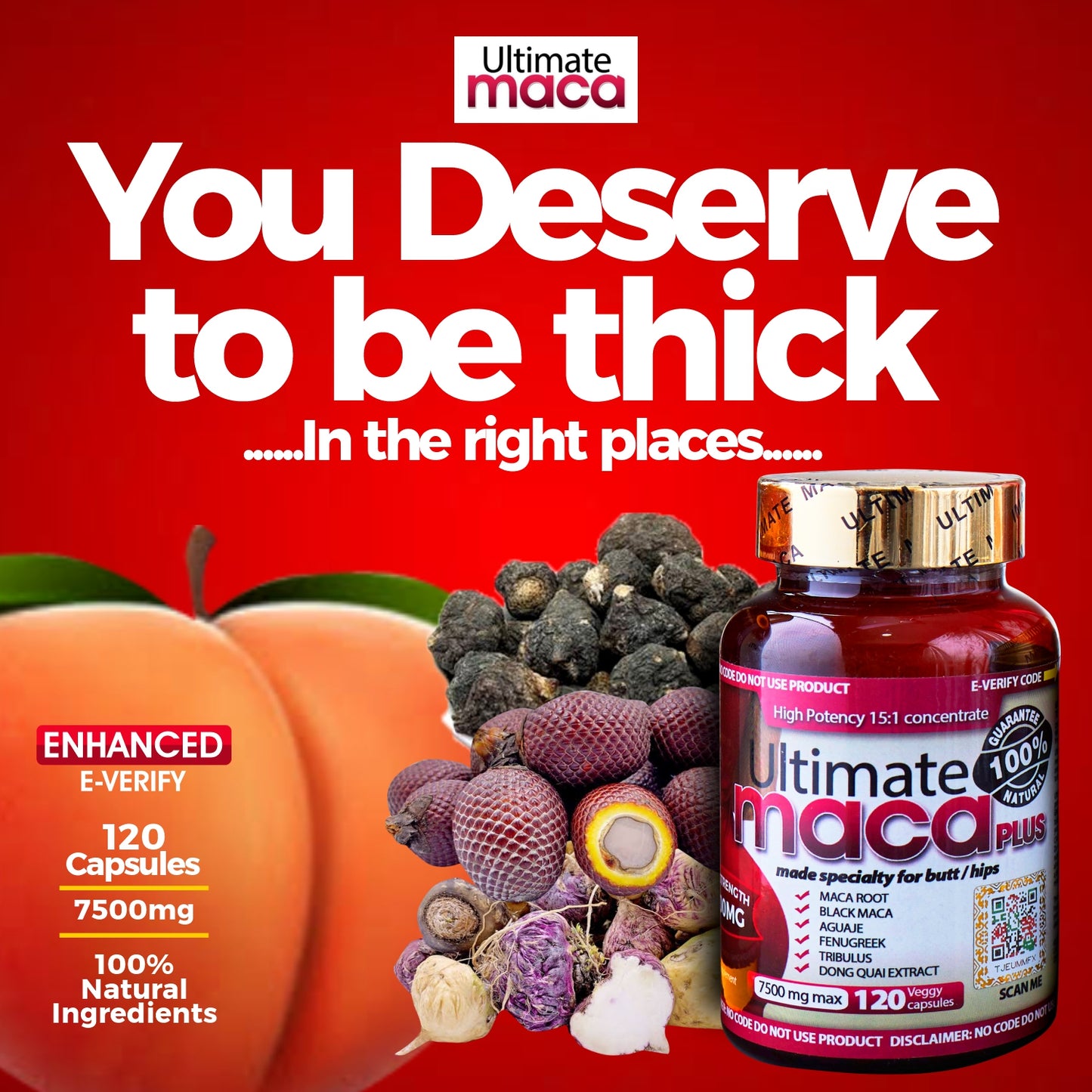 Ultimate Maca Plus Pills 7500mg, 120Pills