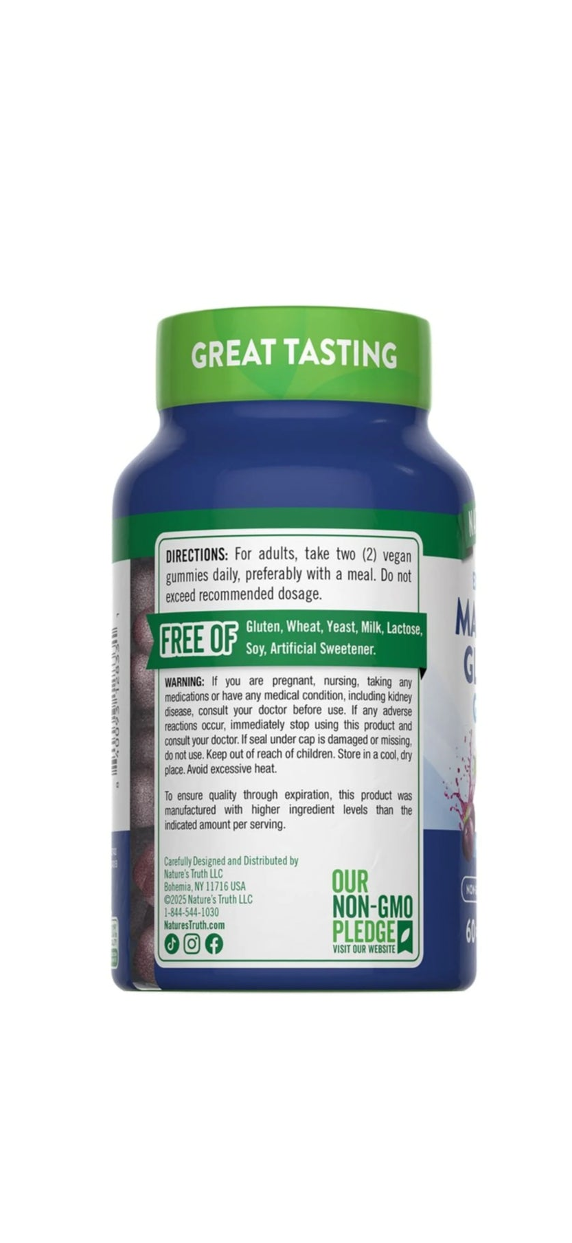 Nature's Truth Magnesium Glycinate Gummies (Delicious Sour Grape), 60 Gummies - Extra Strength