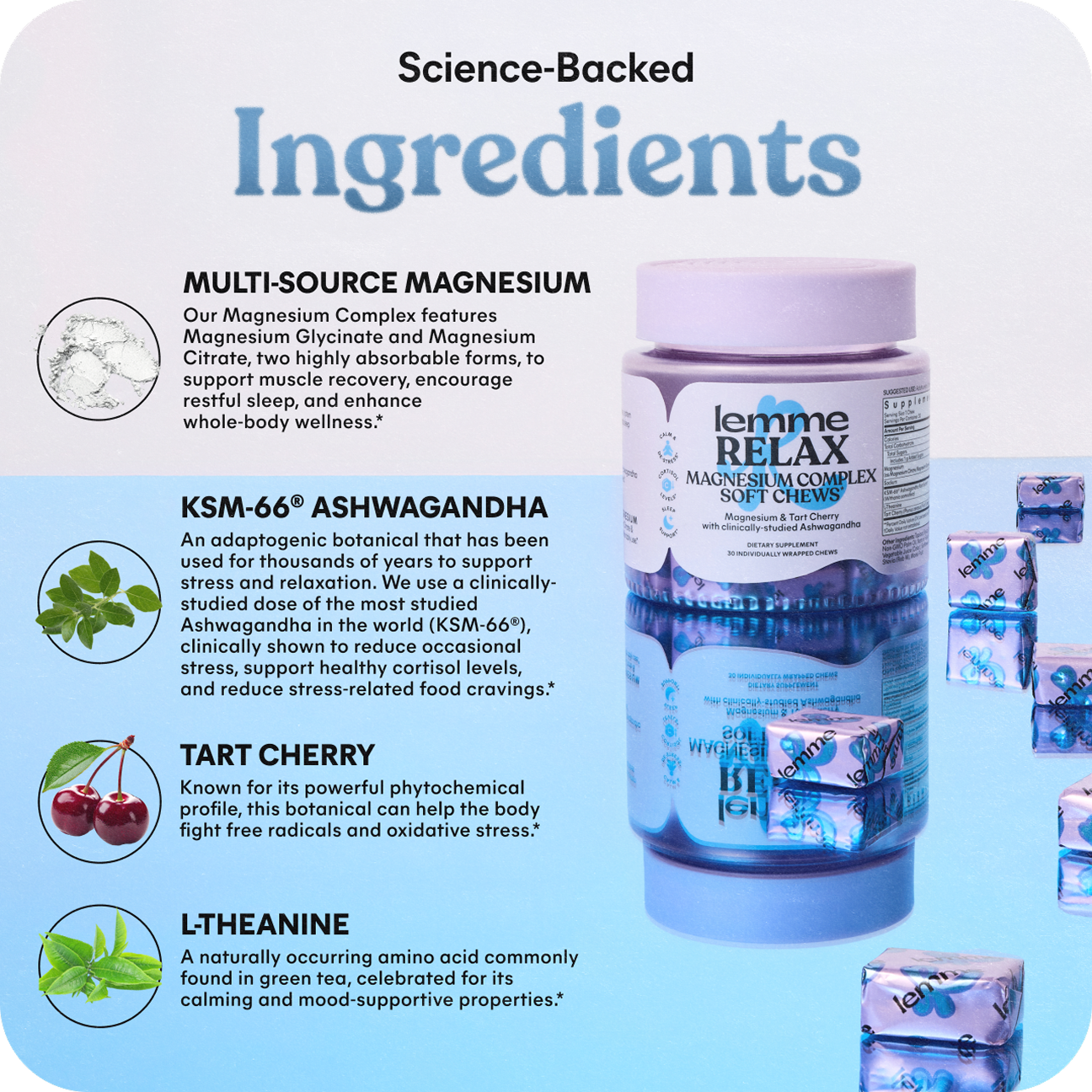 Lemme Relax Magnesium Complex Soft Chews, 30 Gummies