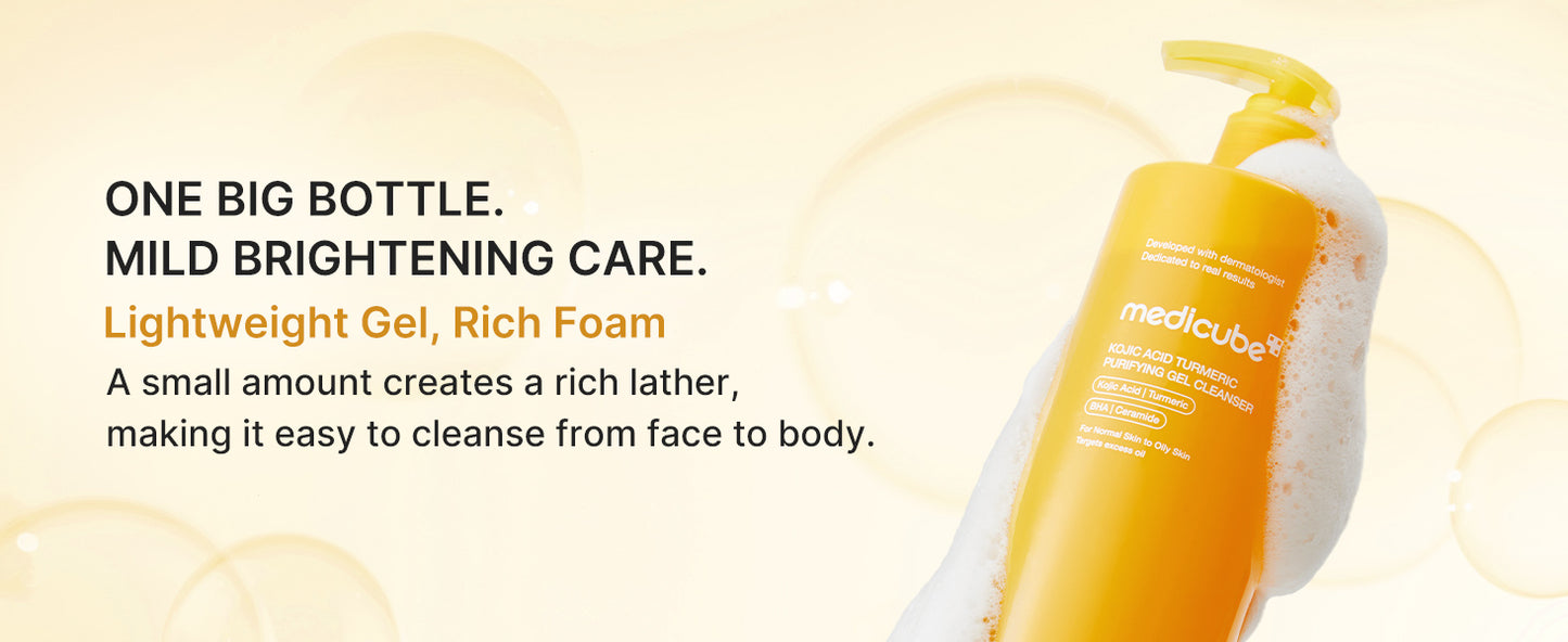 Medicube Kojic Acid Turmeric Purifying Gel Cleanser (500 ml / 16.90 fl. oz.)