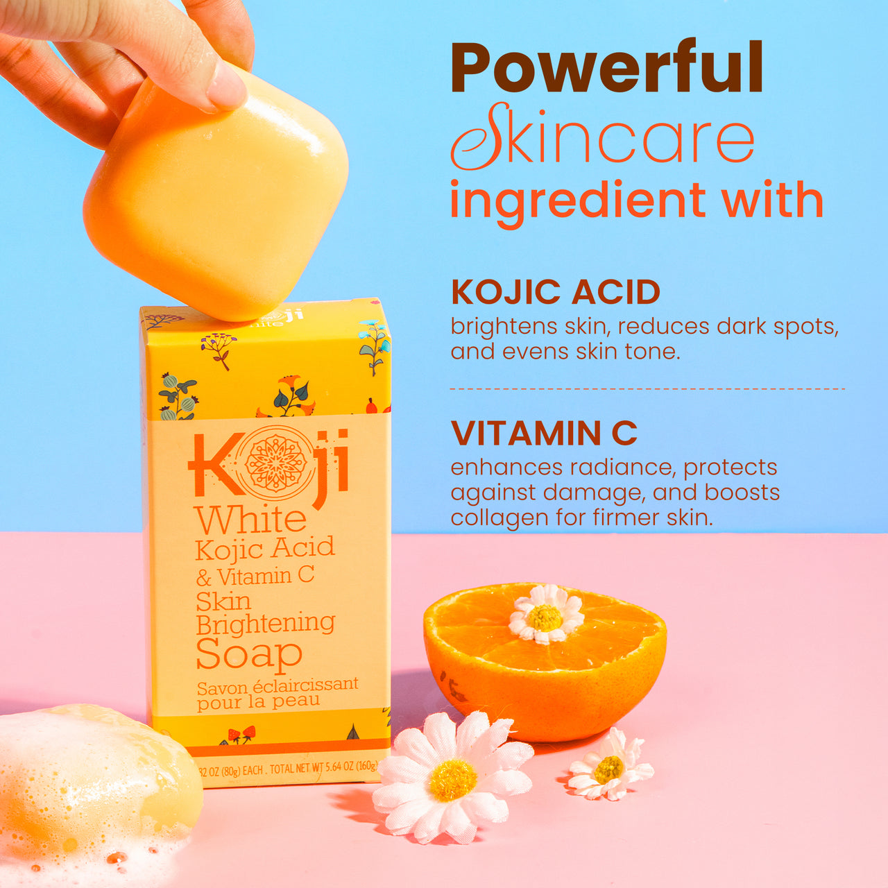 Koji White Kojic Acid & Vitamin C Skin Brightening Soap (2 Bars)