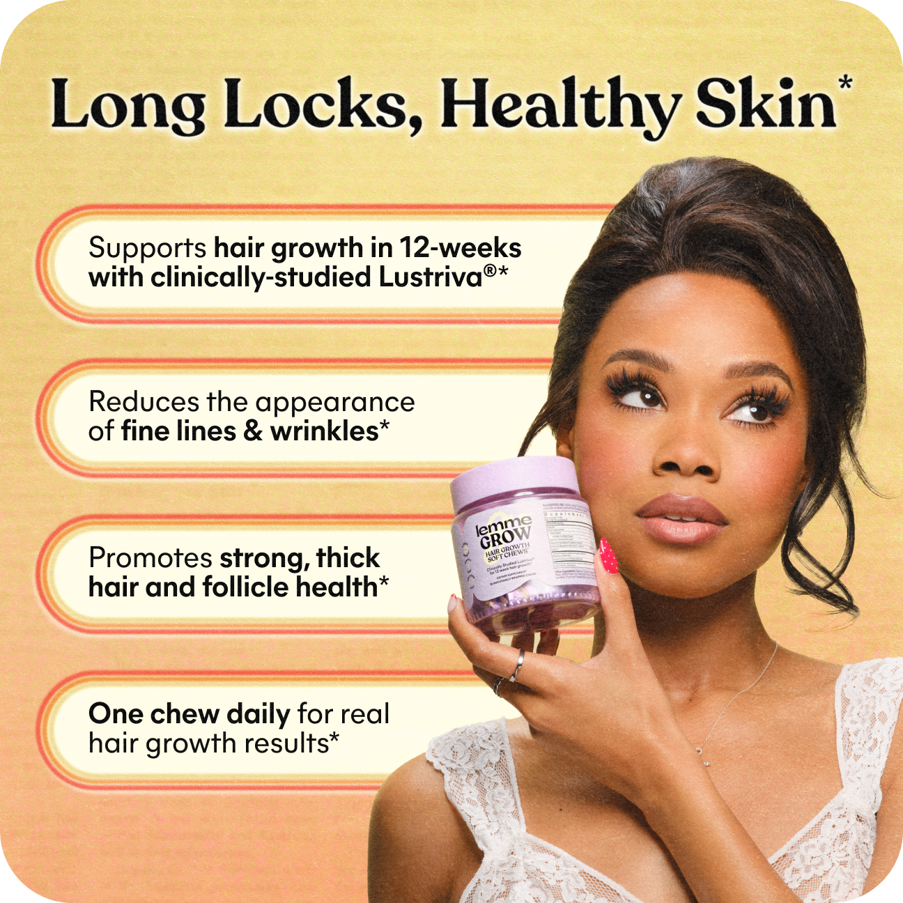 Lemme Grow Hair Growth Soft Chews , 30 Gummies