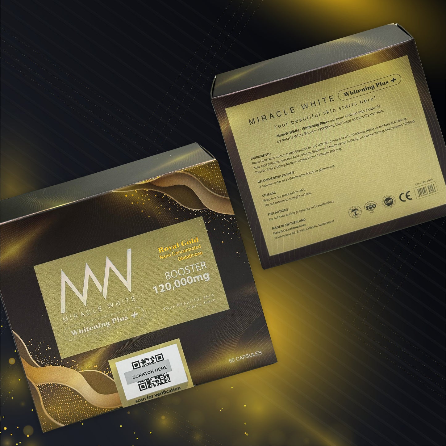 Miracle White Royal Gold Booster 120,000mg, 60 Capsules