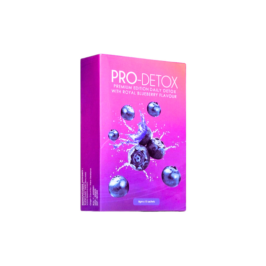 New Pro DETOX with royal blue berry flavor. Premium edition - 8gm x 15 sachet per box.