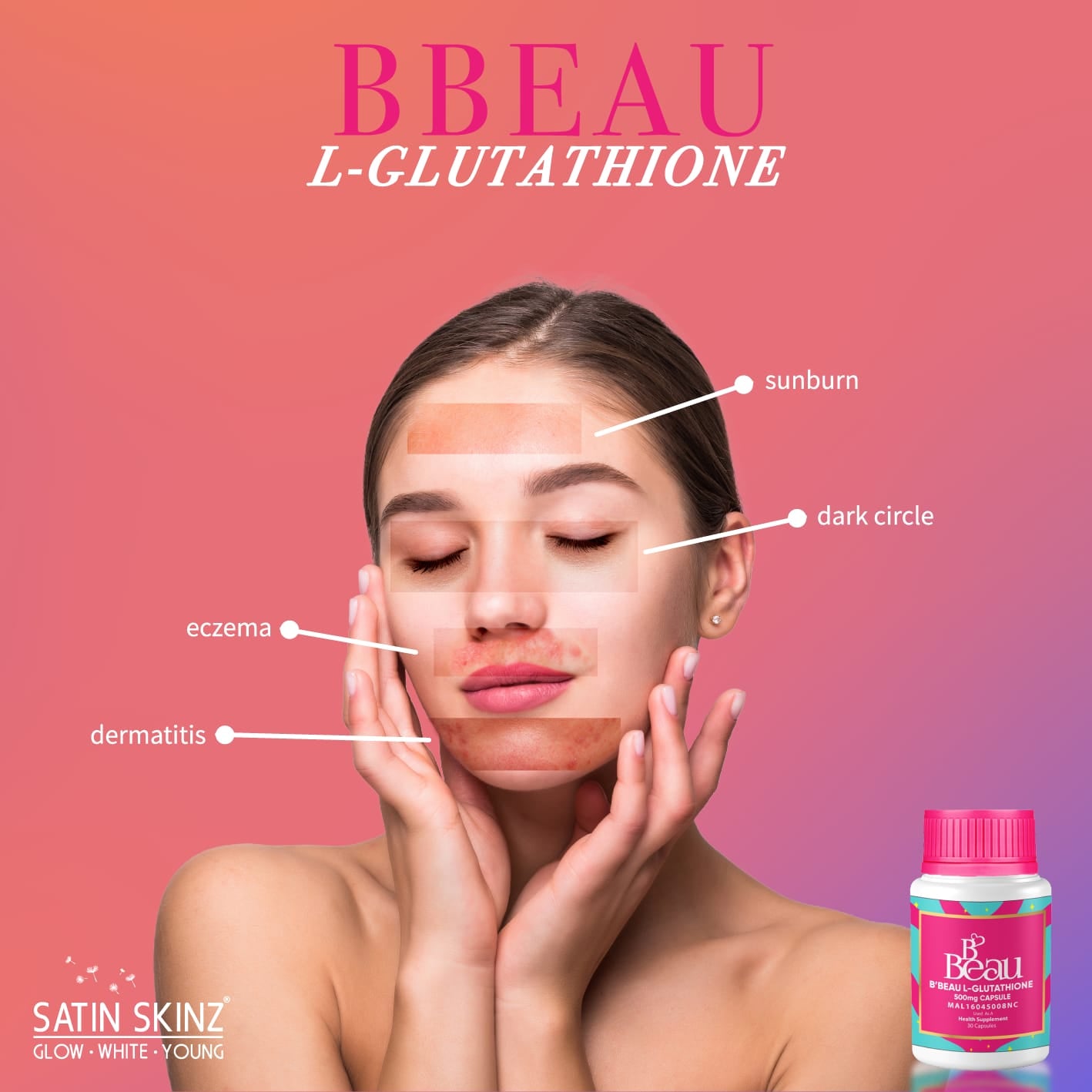 SatinSkinz B’Beau L-Glutathione, 30 Capsules (BBEAU)
