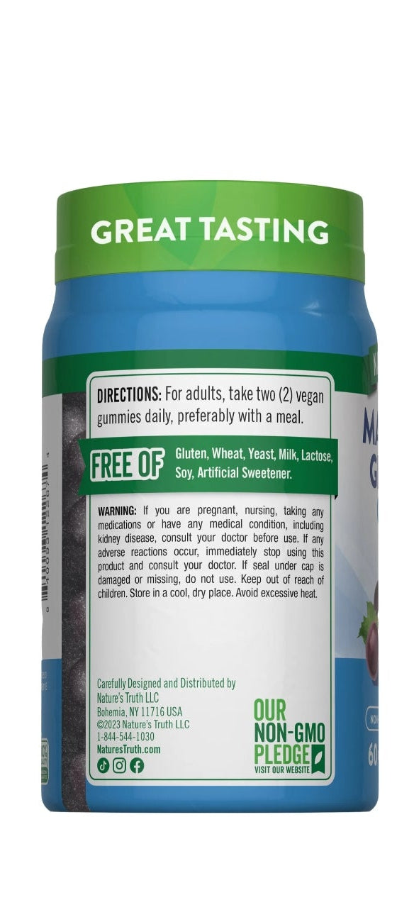 Nature's Truth Magnesium Glycinate (Delicious Sour Grape) - 60 Gummies