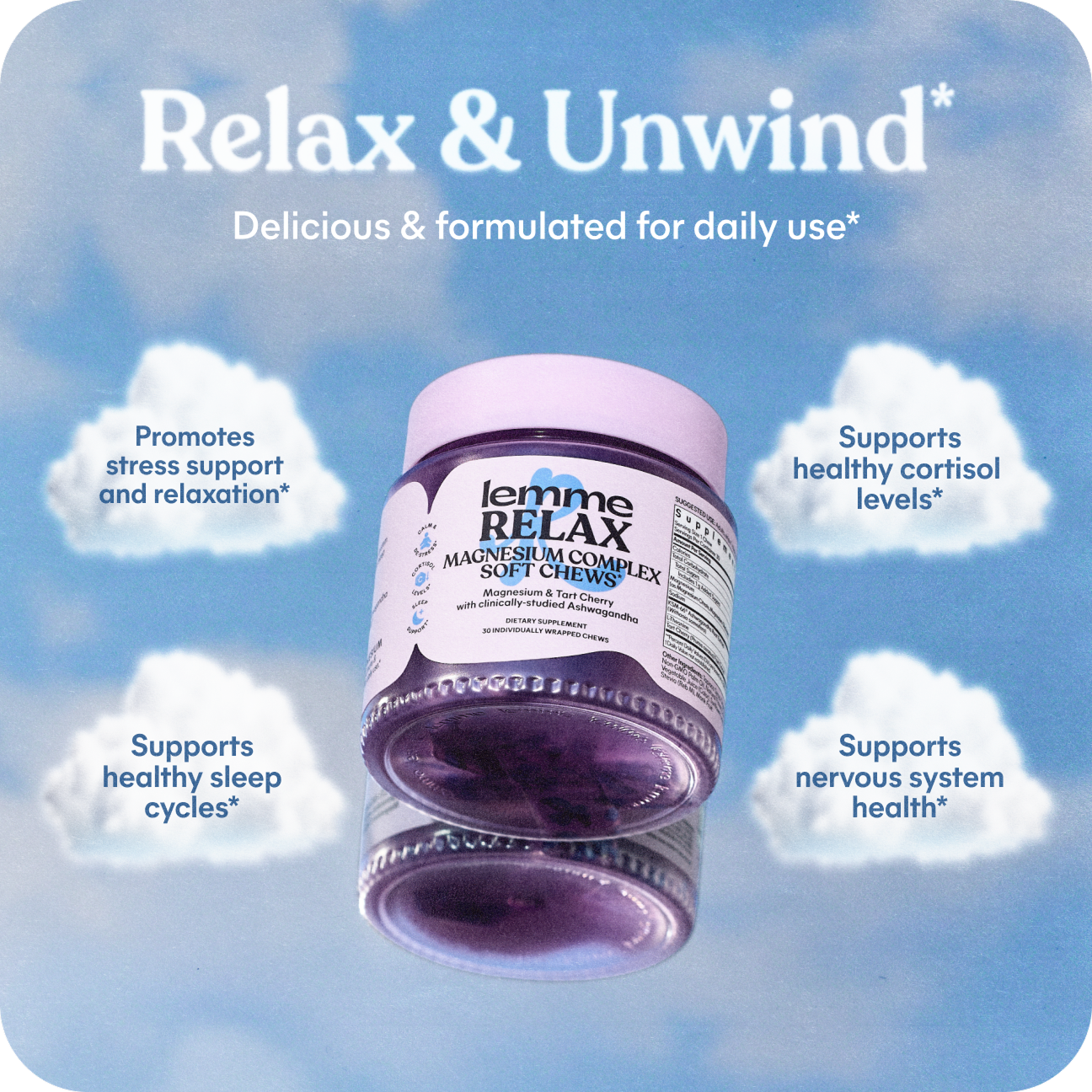 Lemme Relax Magnesium Complex Soft Chews, 30 Gummies