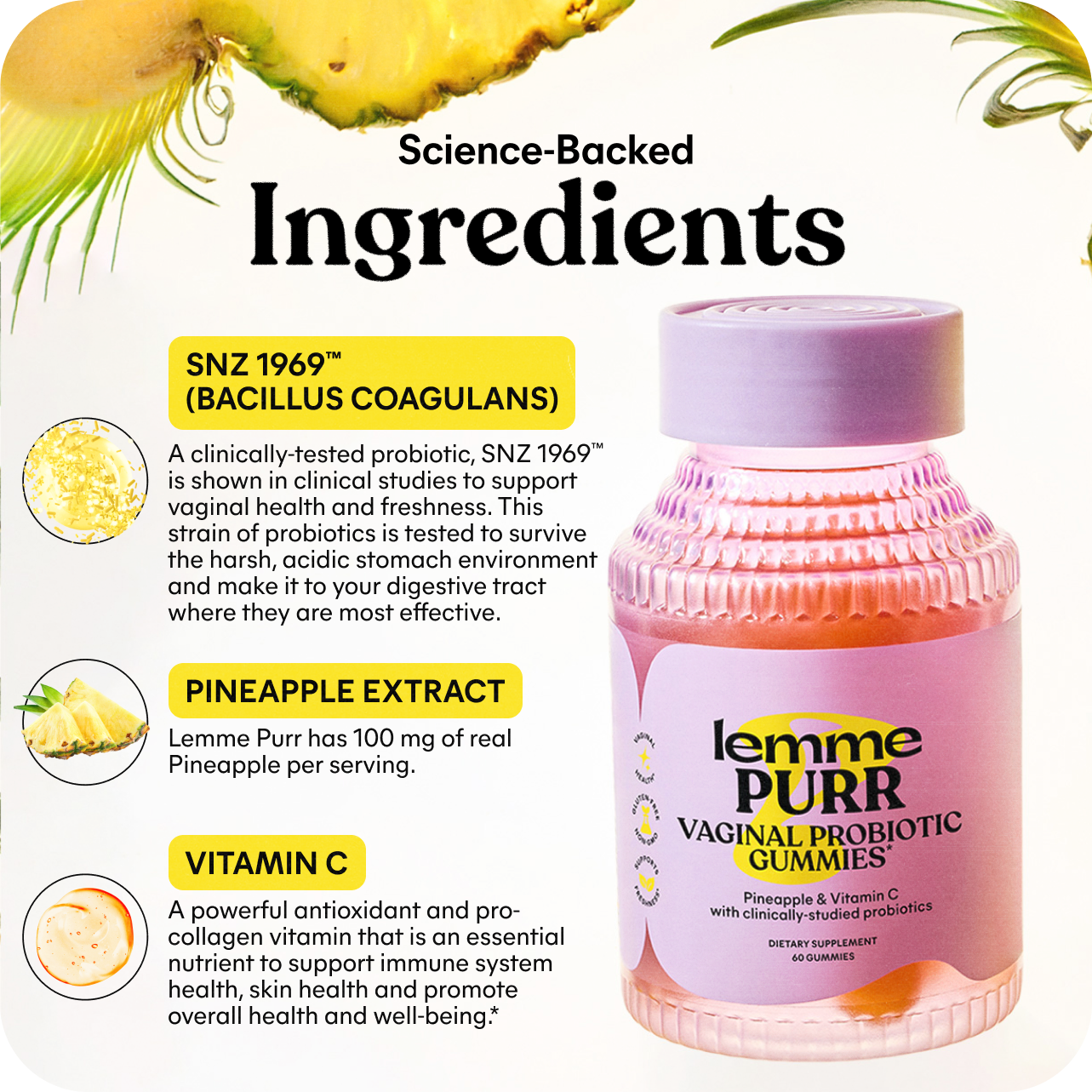 Lemme Purr Vaginal Probiotic Gummies, 60 Gummies