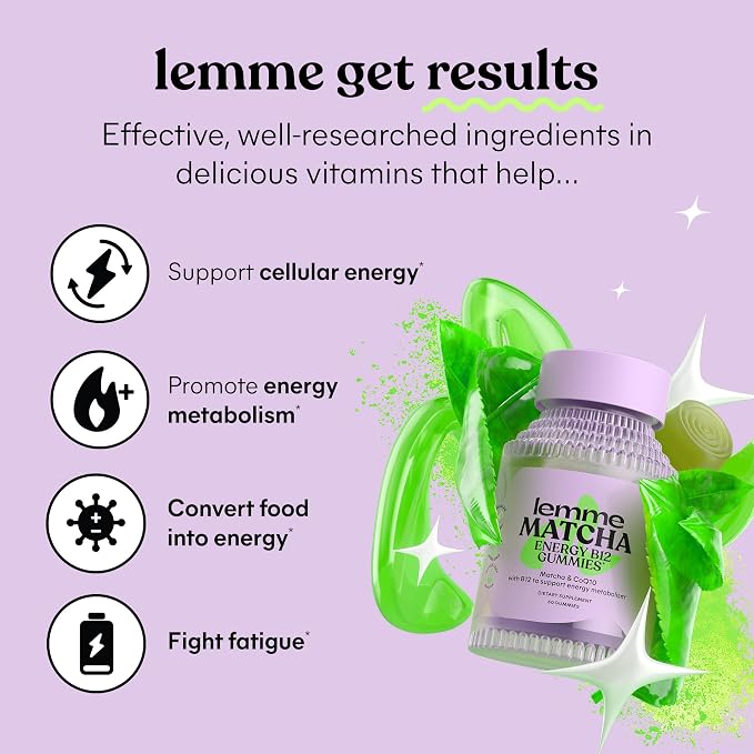 Lemme Matcha Energy B12 Gummies, 60 Gummies