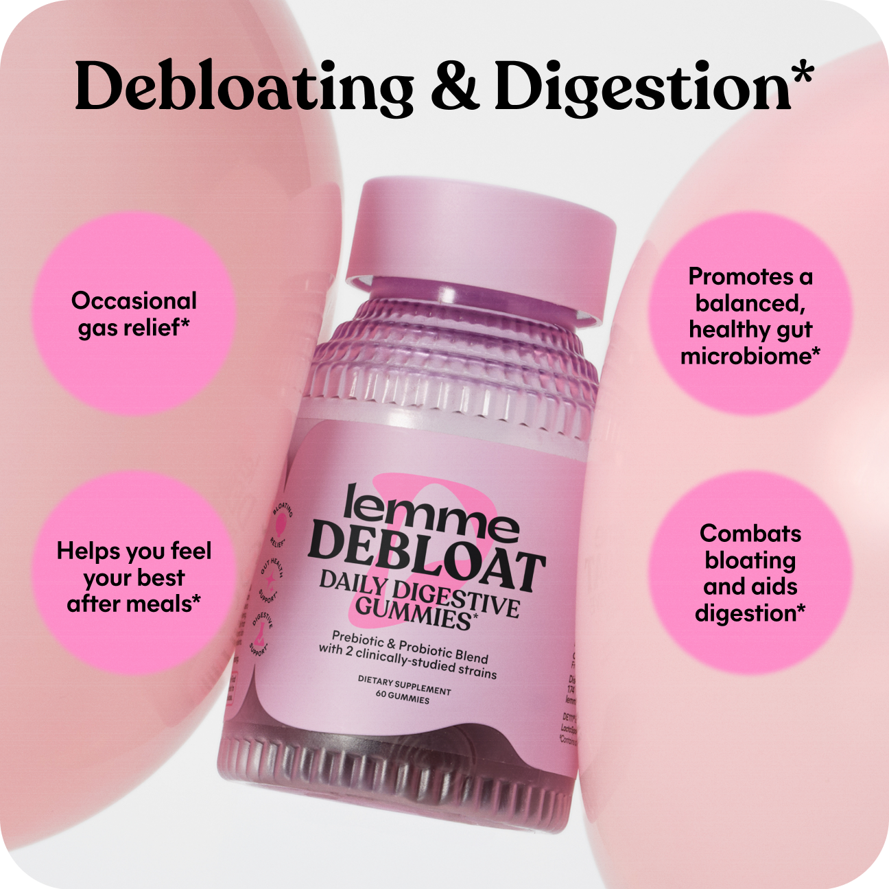 Lemme Debloat Daily Digestive Gummies, 60 Gummies