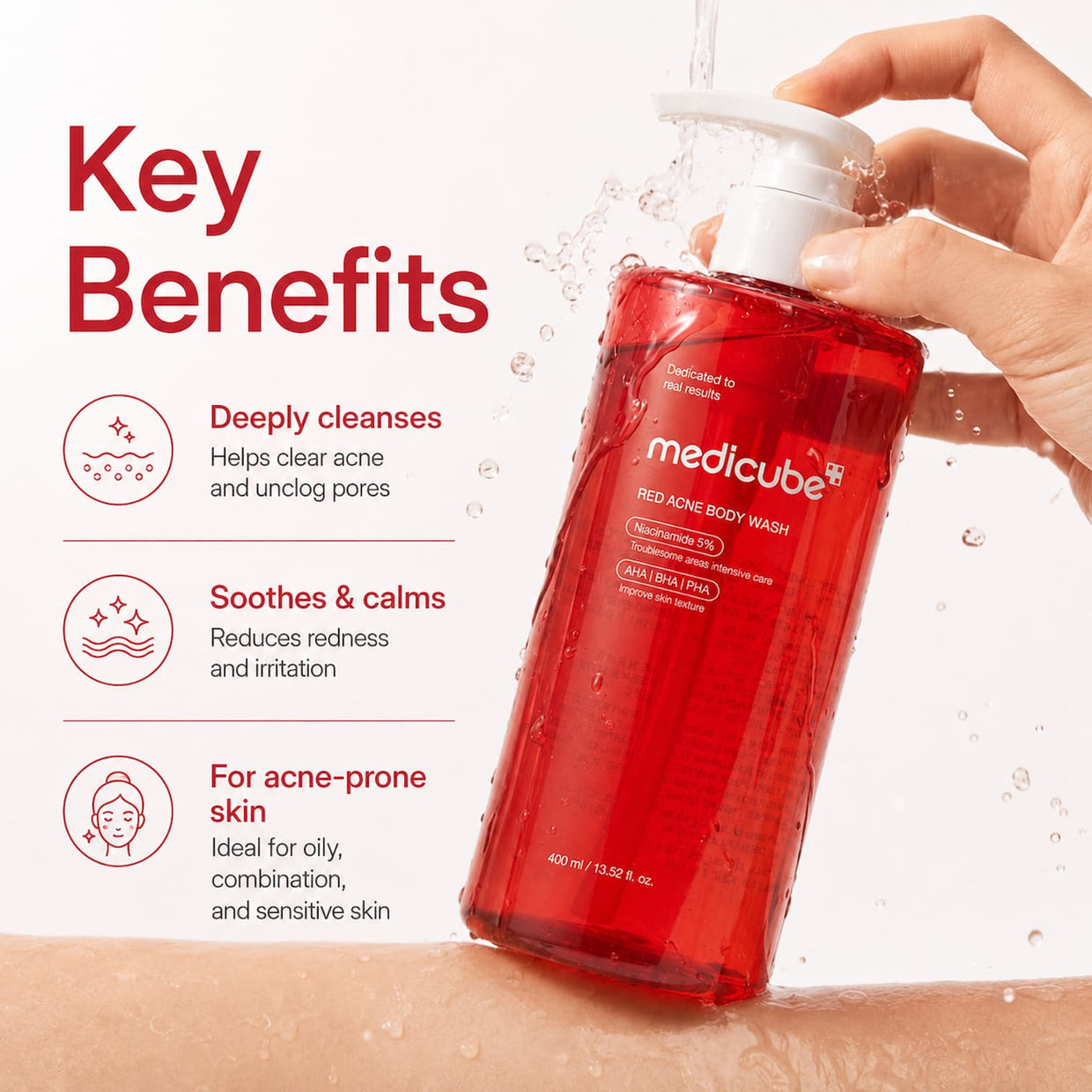Medicube Red Acne Body Wash (400 ml / 13.52 fl. oz.)