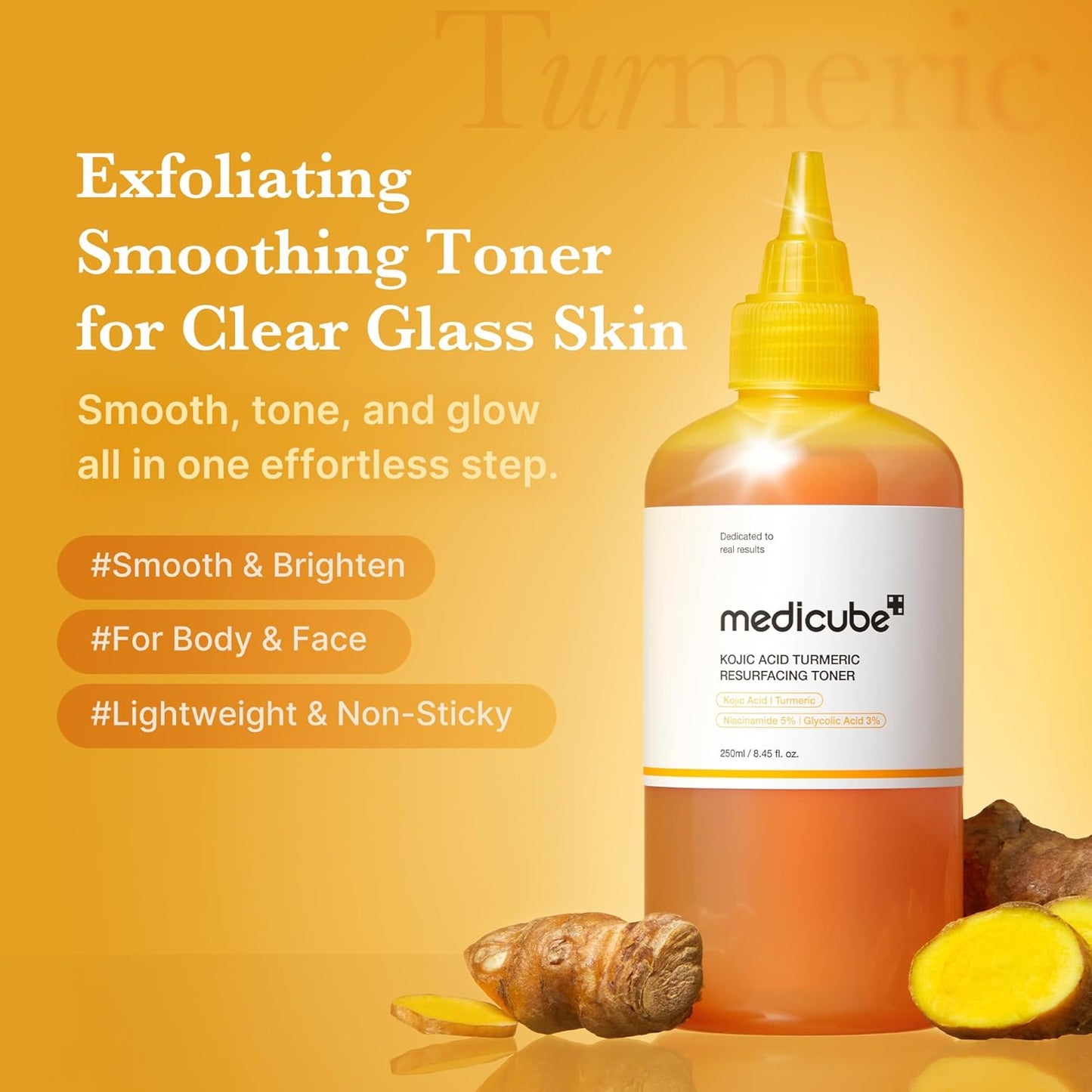 Medicube Kojic Acid Turmeric Resurfacing Toner (250ml / 8.45 fl. oz.)