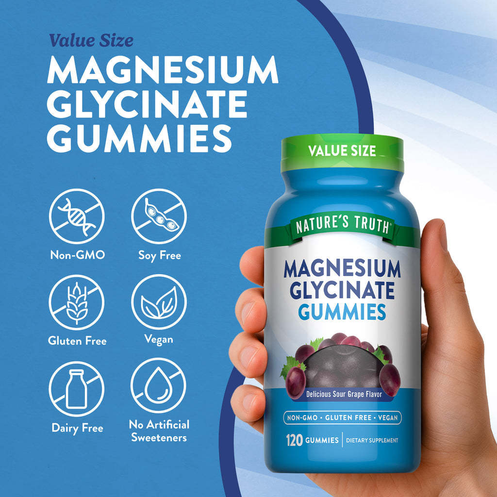 Nature's Truth Magnesium Glycinate (Delicious Sour Grape) - 60 Gummies