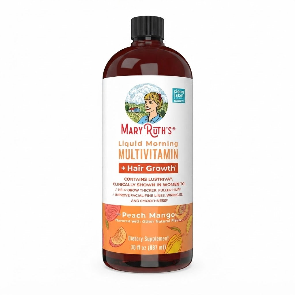 MaryRuth's Liquid Morning Multivitamin + Hair Growth, Peach Mango - 887Ml