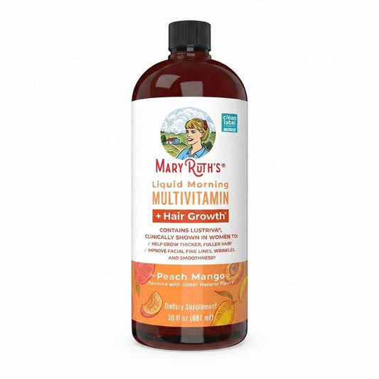 MaryRuth's Liquid Morning Multivitamin + Hair Growth, Peach Mango - 887Ml