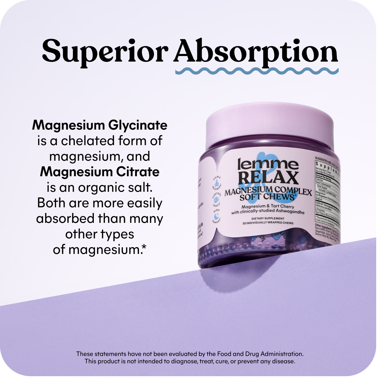 Lemme Relax Magnesium Complex Soft Chews, 30 Gummies