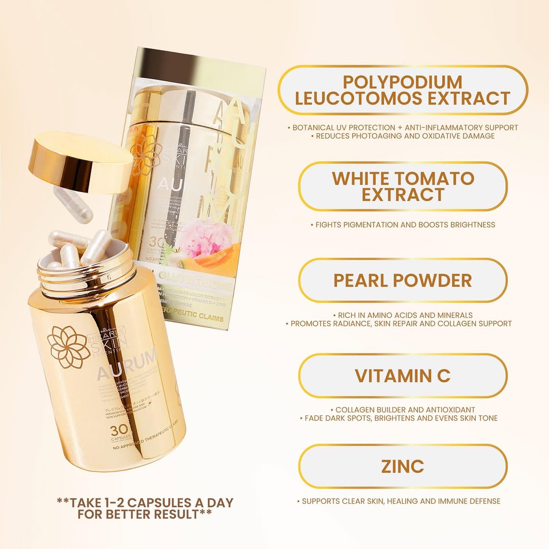 Hikari Skin Essentials: Aurum Premium Glutathione, 30 Capsules