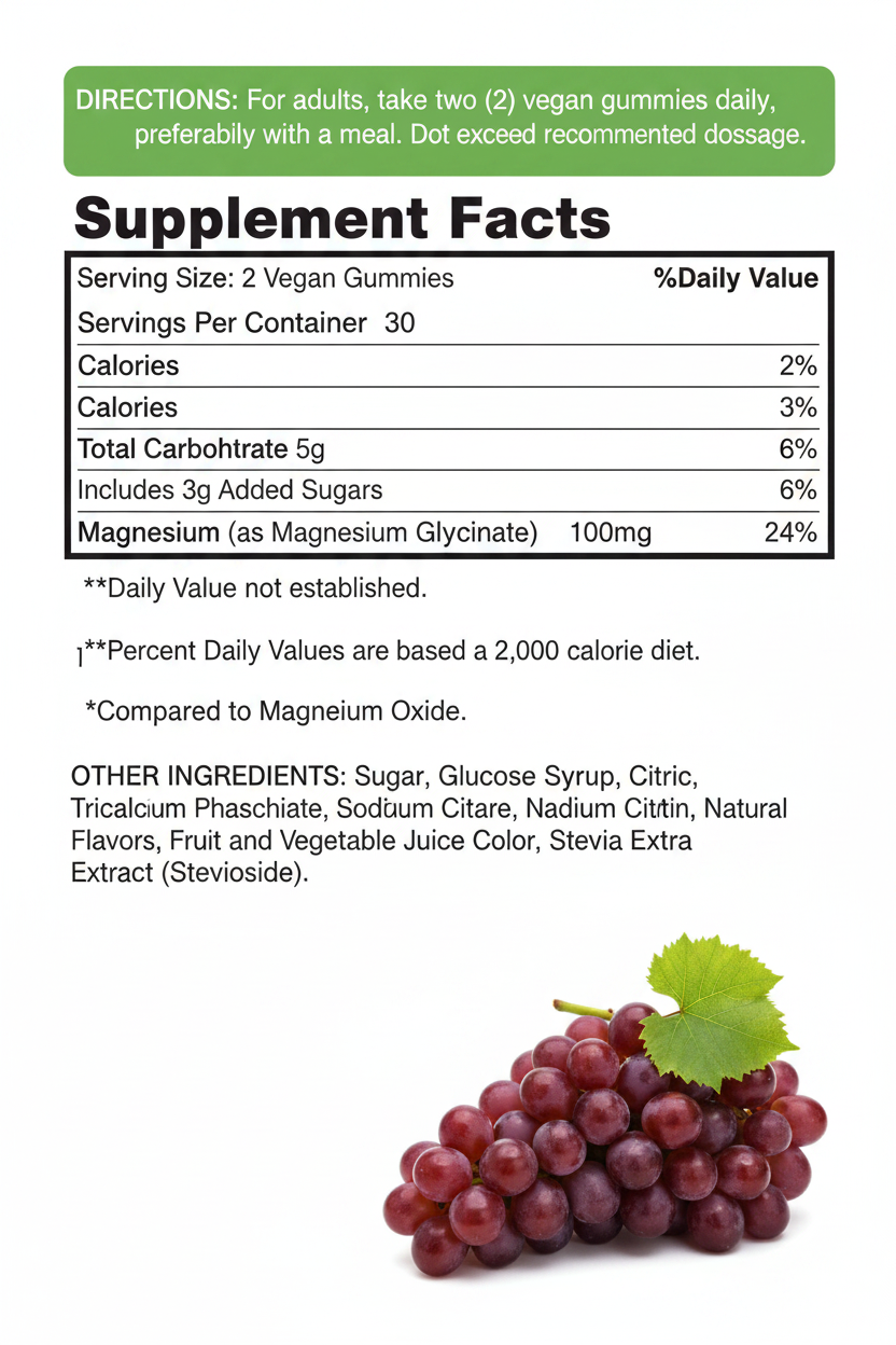 Nature's Truth Magnesium Glycinate Gummies (Delicious Sour Grape), 60 Gummies - Extra Strength