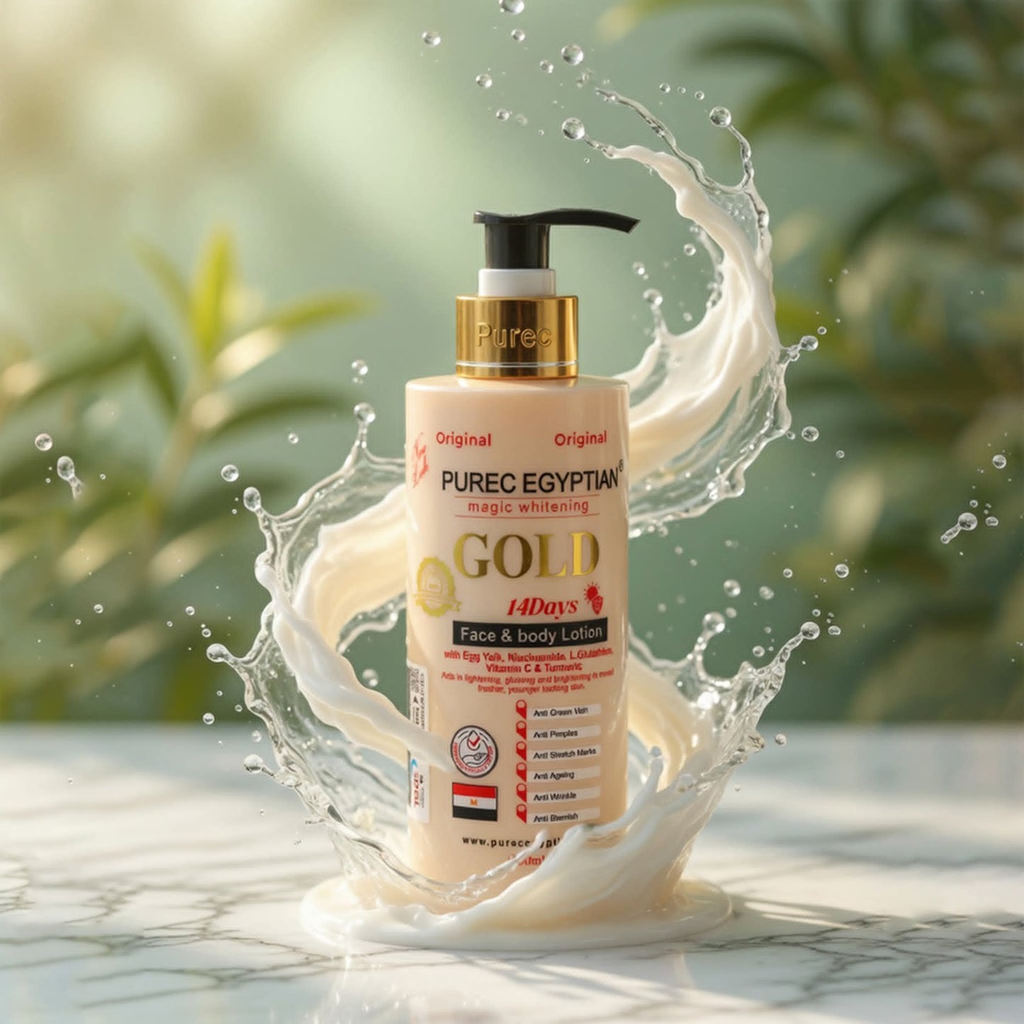 Purec Egyptian Gold Magic Whitening Face & Body Lotion, 300ml
