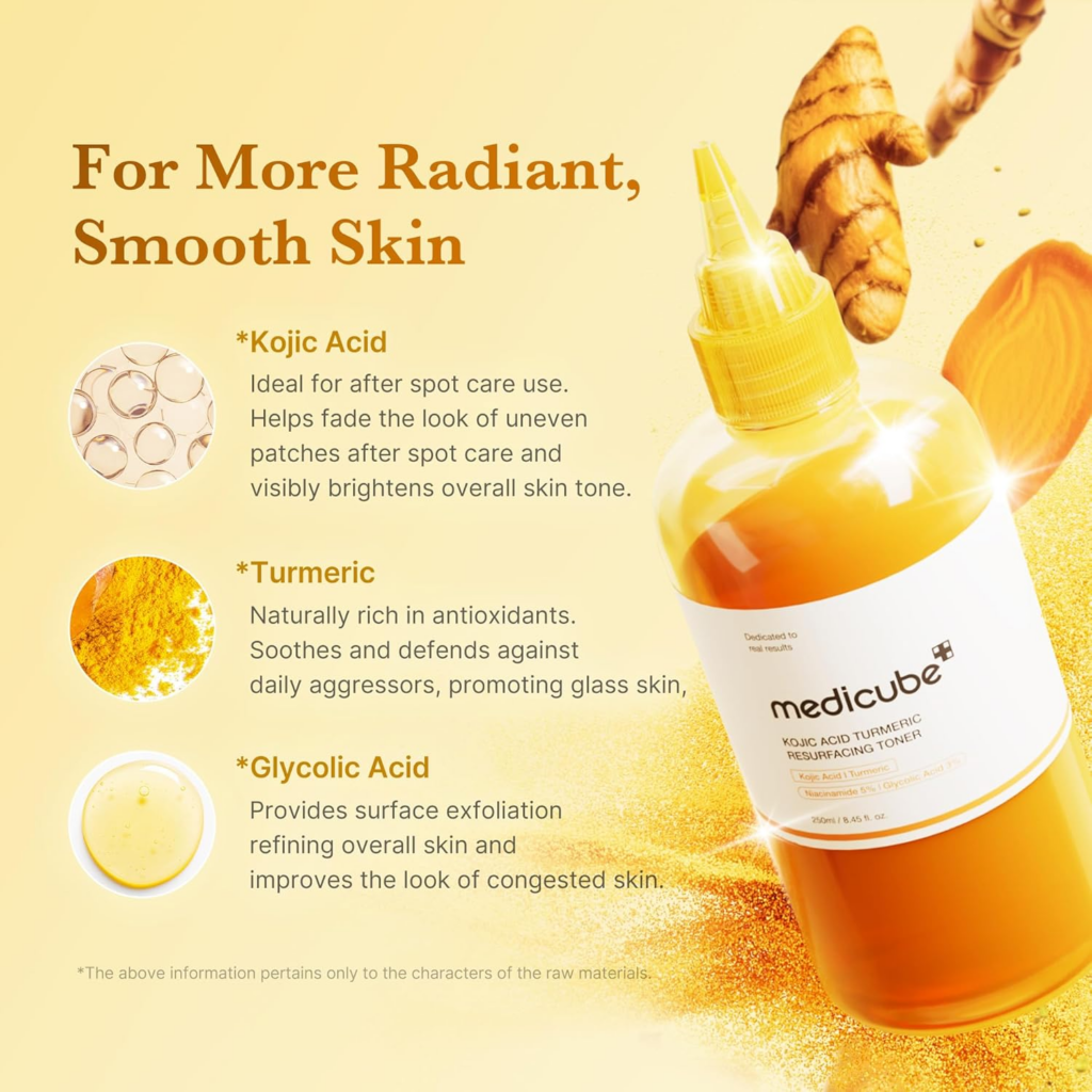 Medicube Kojic Acid Turmeric Resurfacing Toner (250ml / 8.45 fl. oz.)