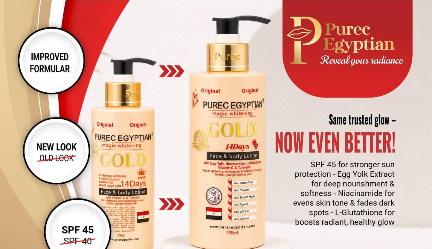 Purec Egyptian Gold Magic Whitening Face & Body Lotion, 300ml