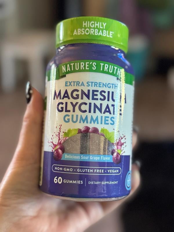 Nature's Truth Magnesium Glycinate Gummies (Delicious Sour Grape), 60 Gummies - Extra Strength