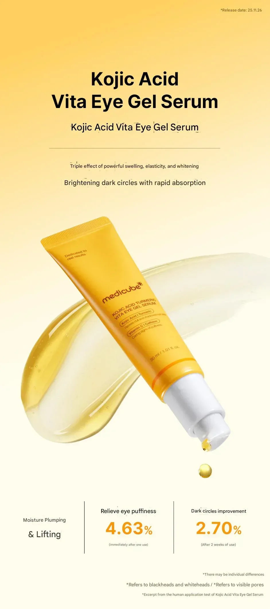 Medicube Kojic Acid Turmeric Vita Eye Gel Serum (30 ml / 1.01 fl. oz.)
