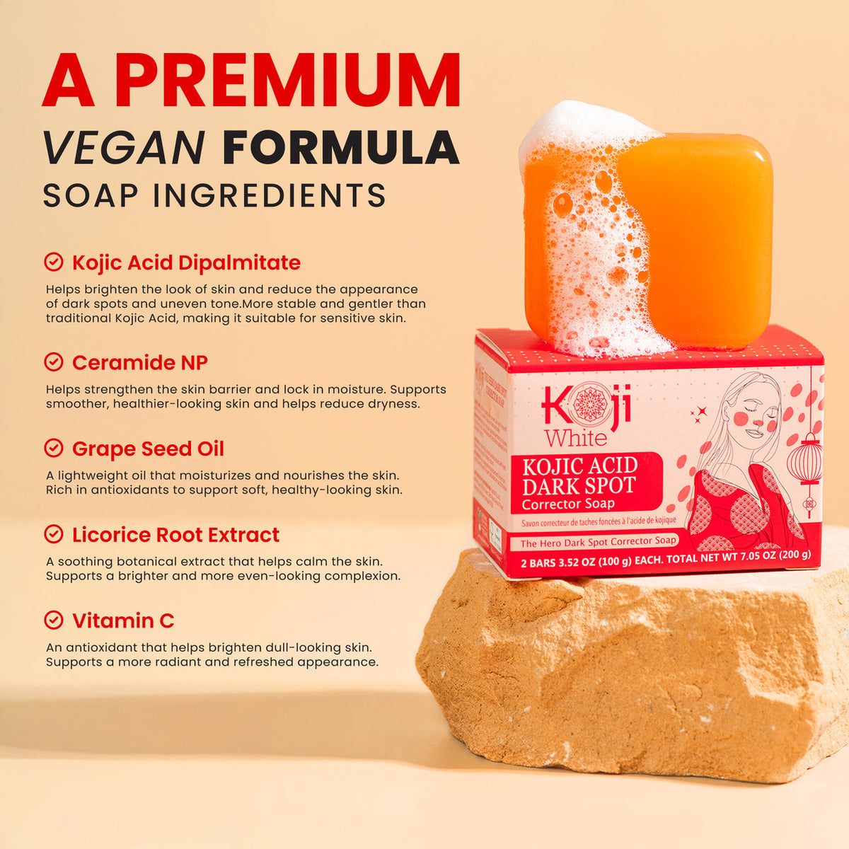 Koji White Dark Spot Corrector Soap, 2-Bars