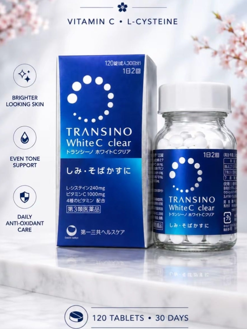 Transino White C Clear 120 Tablets | Japanese Vitamin C & L-Cysteine Supplement