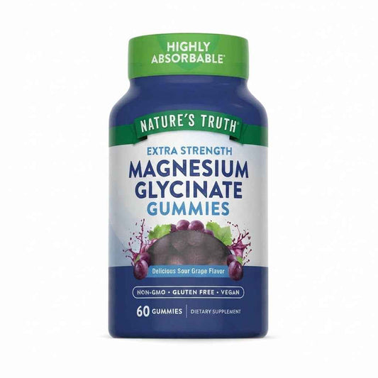 Nature's Truth Magnesium Glycinate Gummies (Delicious Sour Grape), 60 Gummies - Extra Strength