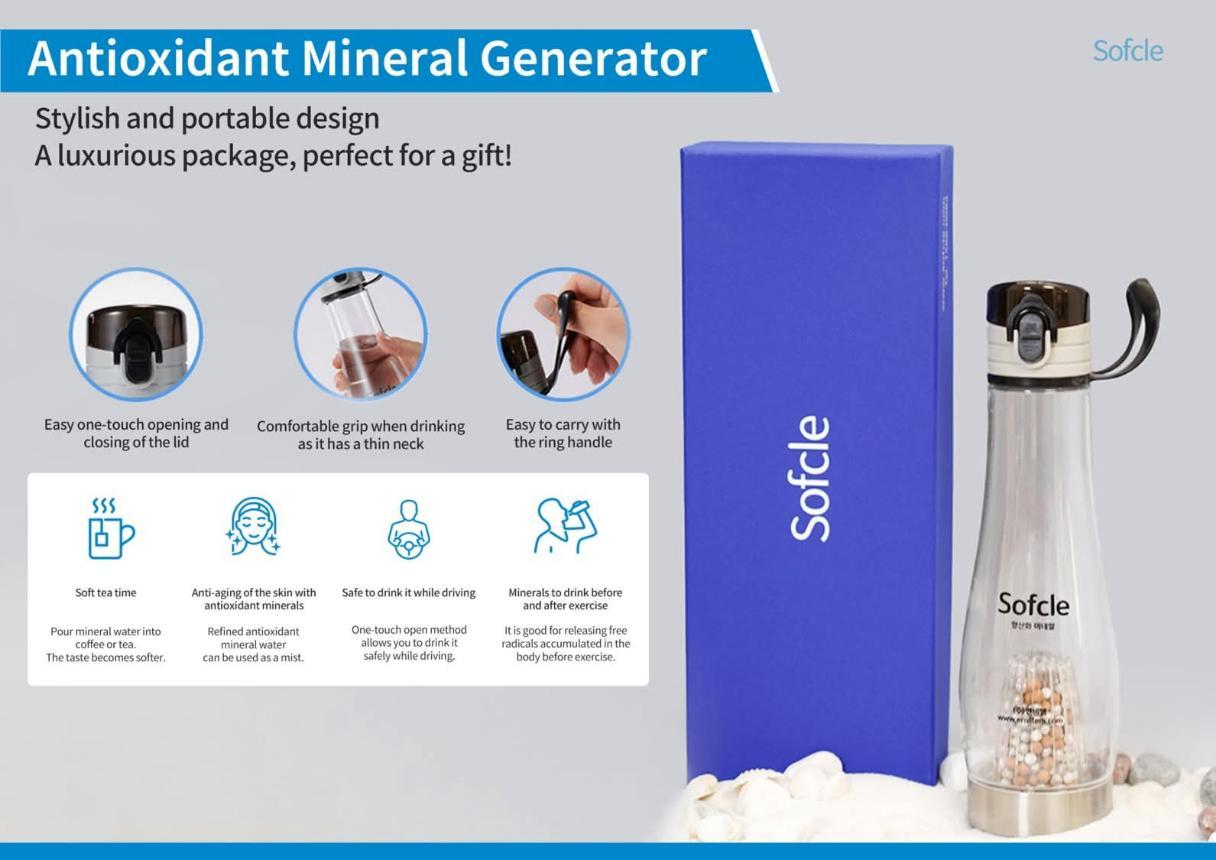 Sofcle Antioxidant Mineral Generator – Cellular Hydration & Anti-Aging Water Bottle
