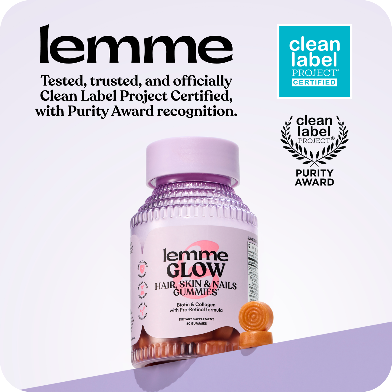 Lemme Glow Hair, Skin & Nails - 60 Gummies