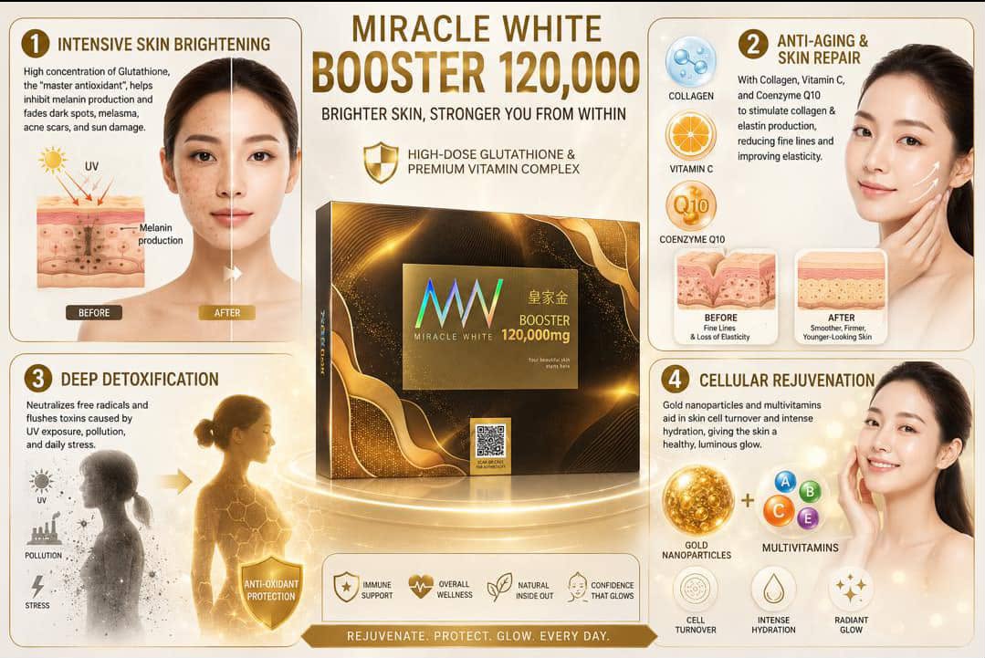 Miracle White Royal Gold Booster 120,000mg, 60 Capsules
