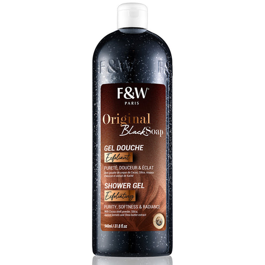 Fair & White Exfoliating Shower Gel Original Black Soap, 940Ml